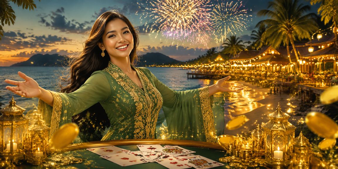 Pemain menikmati bonus permainan kad semasa Hari Raya di Langkawi